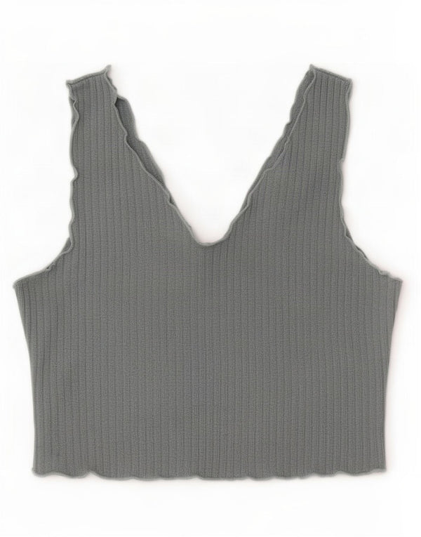 Top corto senza maniche da donna Shein UK 14 grande poliestere grigio