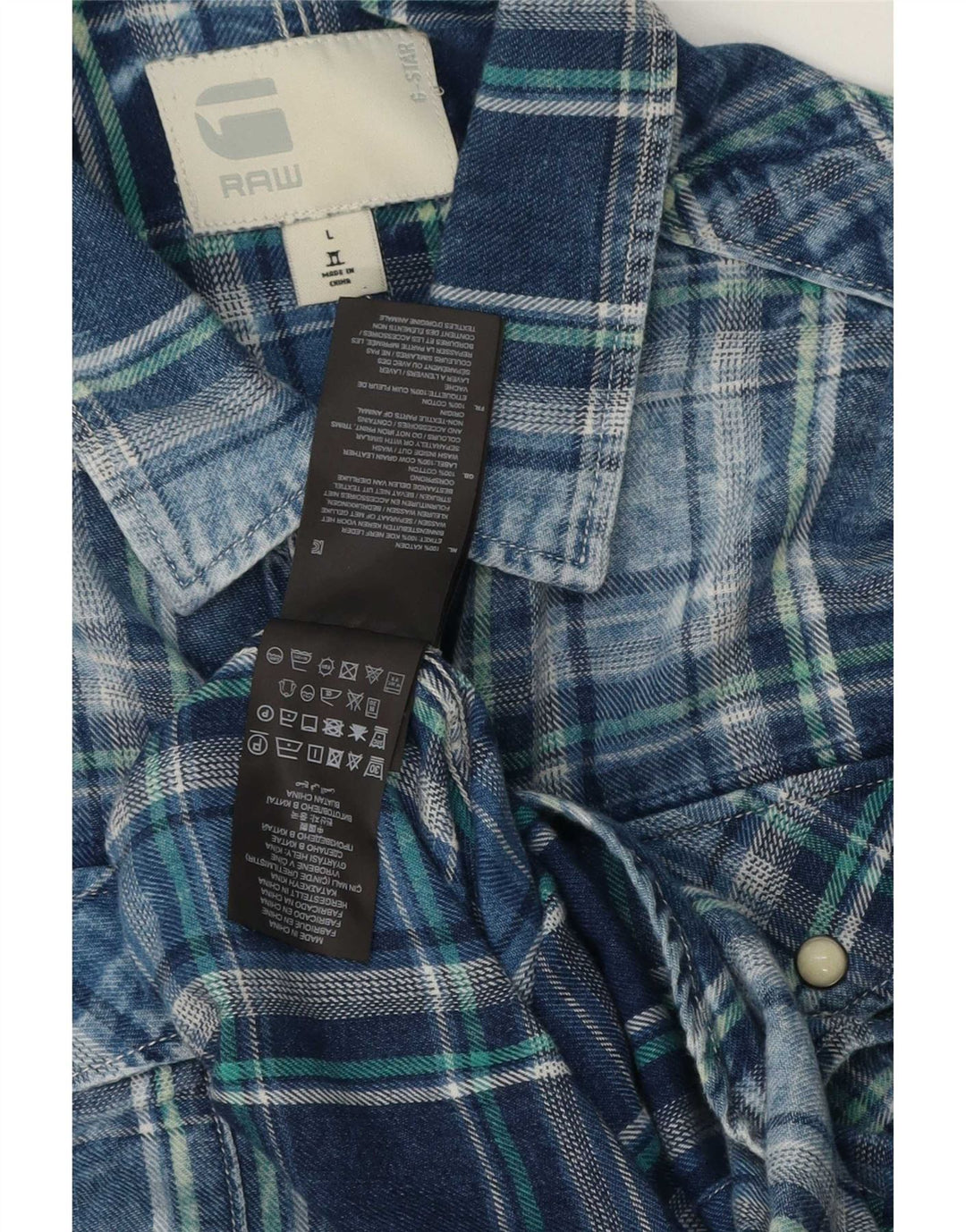 Camicia da uomo in flanella G-Star, cotone a quadri grandi blu