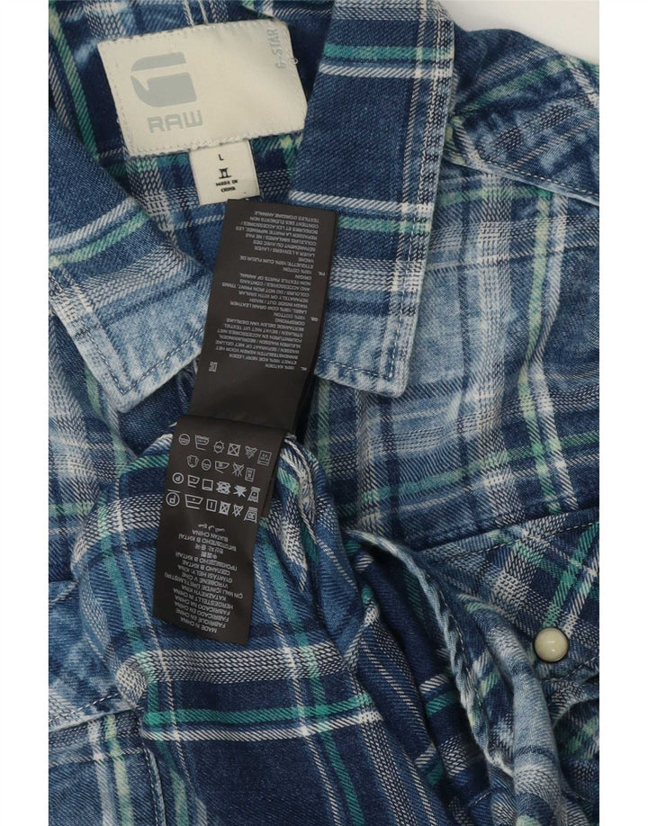 Camicia da uomo in flanella G-Star, cotone a quadri grandi blu