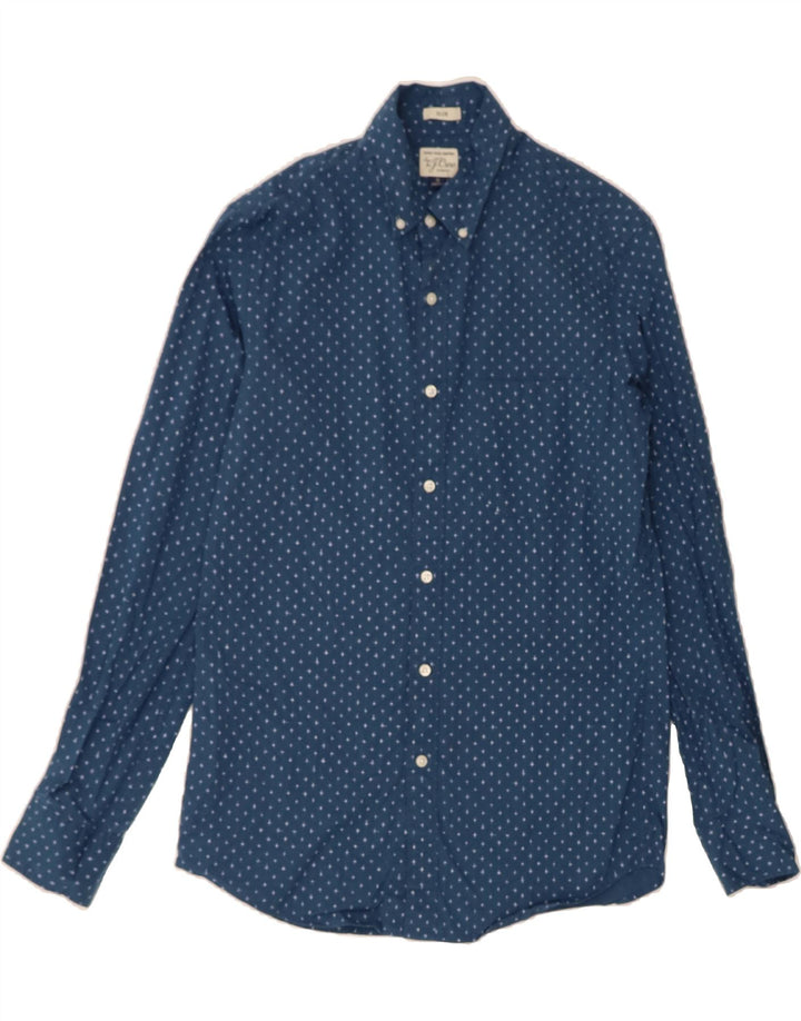 J. CREW Mens Abstract Pattern Slim Shirt Small Navy Blue Cotton Vintage J. Crew and Second-Hand J. Crew from Messina Hembry 