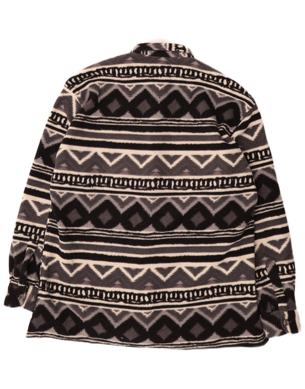 Camicia in pile overshirt da uomo vintage grande geometrica grigia