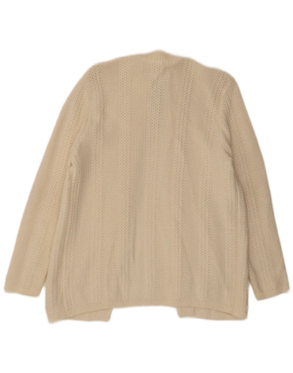 Maglione cardigan con cravatta frontale da donna vintage UK 16 grande bianco sporco