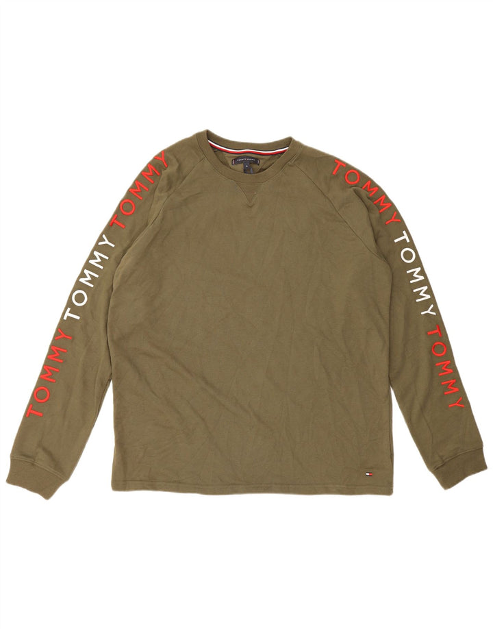 Tommy Hilfiger Uomo Graphic Top Manica Lunga XL Cotone Cachi