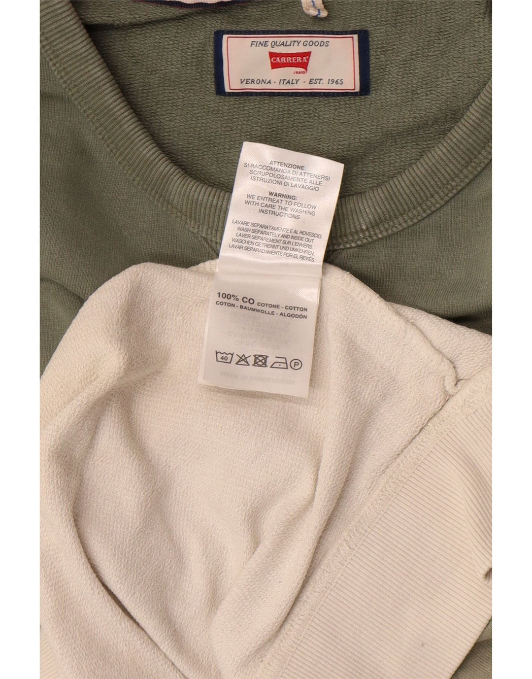 Felpa da uomo Carrera Maglione grande cotone color block verde