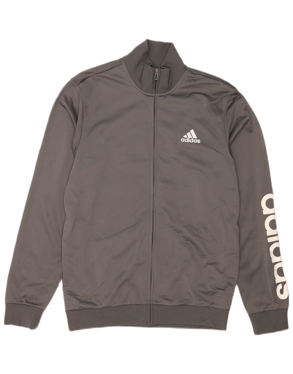 Adidas Mens Graphic Tracksuit Top Jacket UK 40/42 Medium Grey Polyester