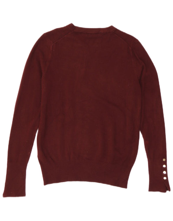 Maglione maglione girocollo da donna Zara UK 12 Viscosa bordeaux medio