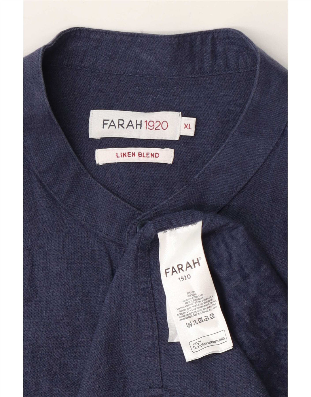 Camicia a maniche corte da uomo Farah XL in lino blu navy