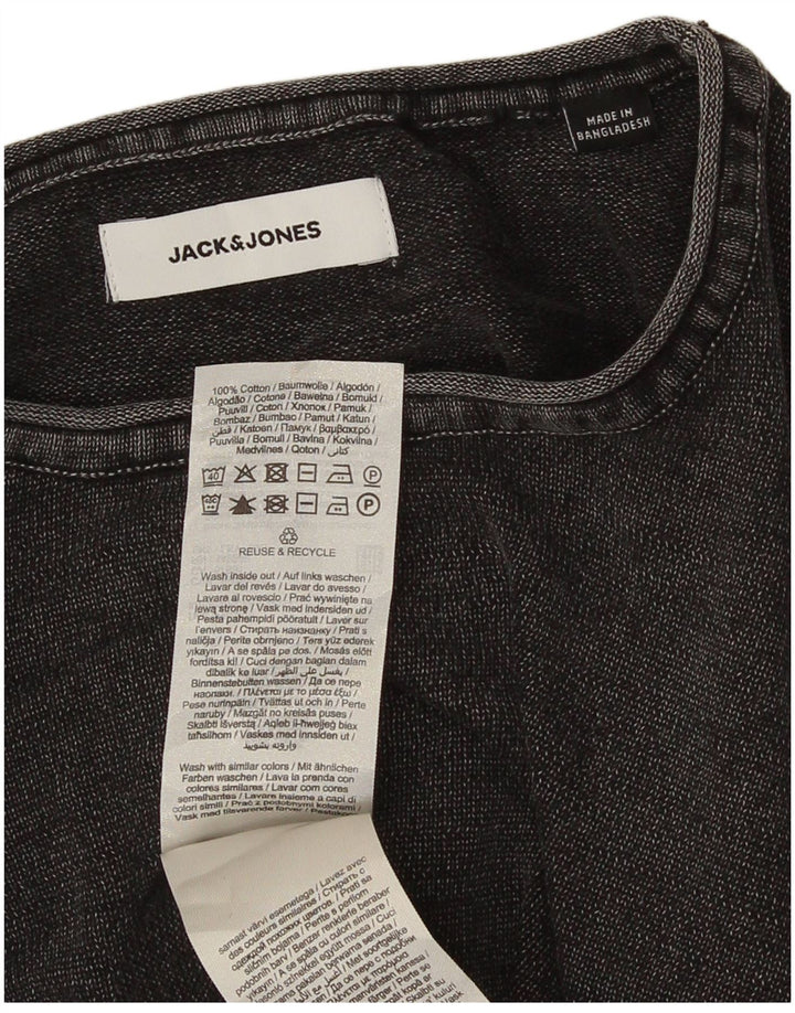 Jack & Jones Top da uomo a maniche lunghe in cotone grigio medio