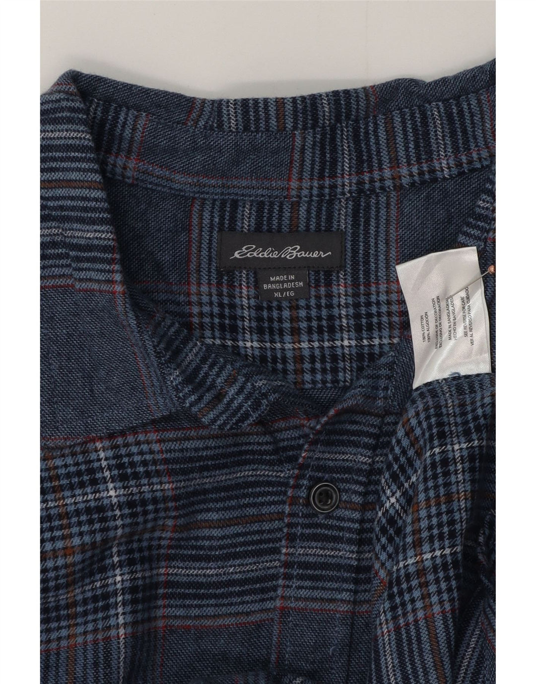 EDDIE BAUER Camicia da uomo in flanella XL in cotone scozzese blu