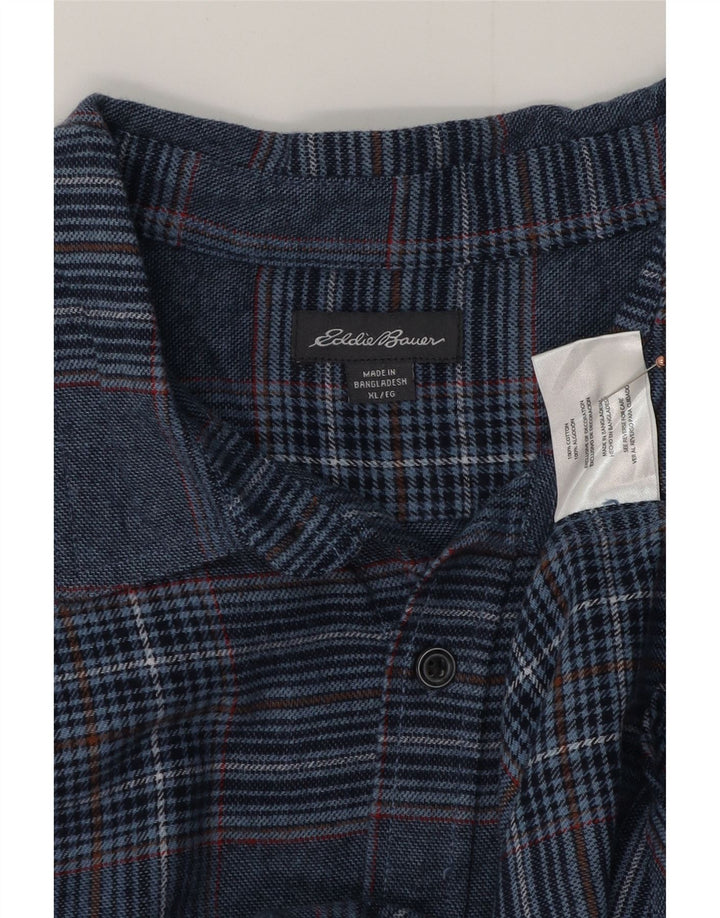 EDDIE BAUER Camicia da uomo in flanella XL in cotone scozzese blu