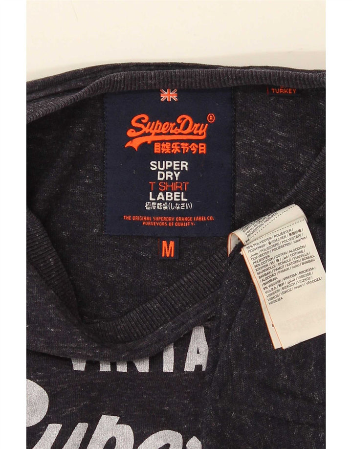 T-shirt grafica regolare da uomo Superdry Top in cotone mélange blu navy medio