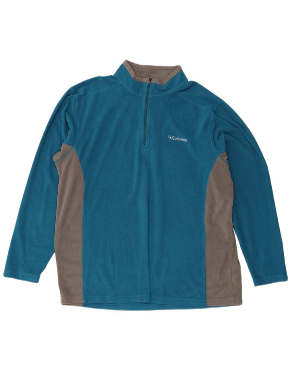 Maglione in pile da uomo Columbia con zip e collo XL in poliestere color block blu