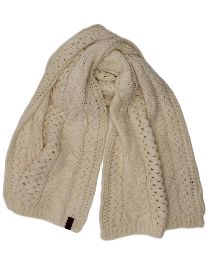 Sciarpa rettangolare da donna Superdry in maglia, taglia unica, in acrilico bianco sporco