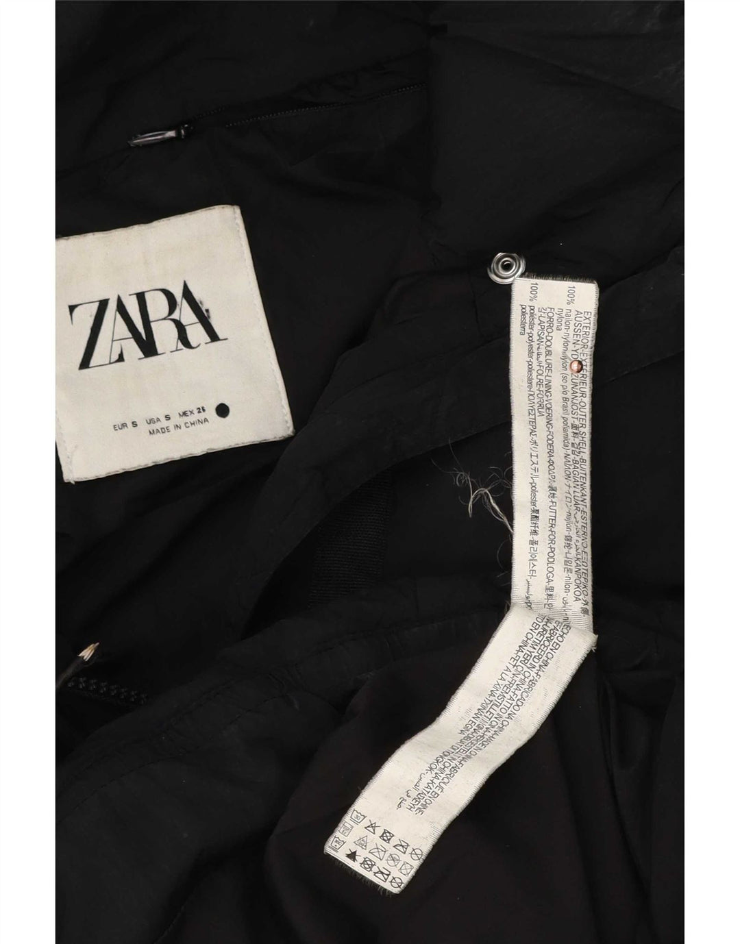 Giacca imbottita oversize da donna Zara UK 10 piccola in poliestere nero