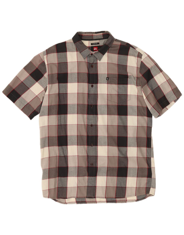 Camicia Quiksilver da uomo slim fit a maniche corte XL in cotone a quadri multicolore