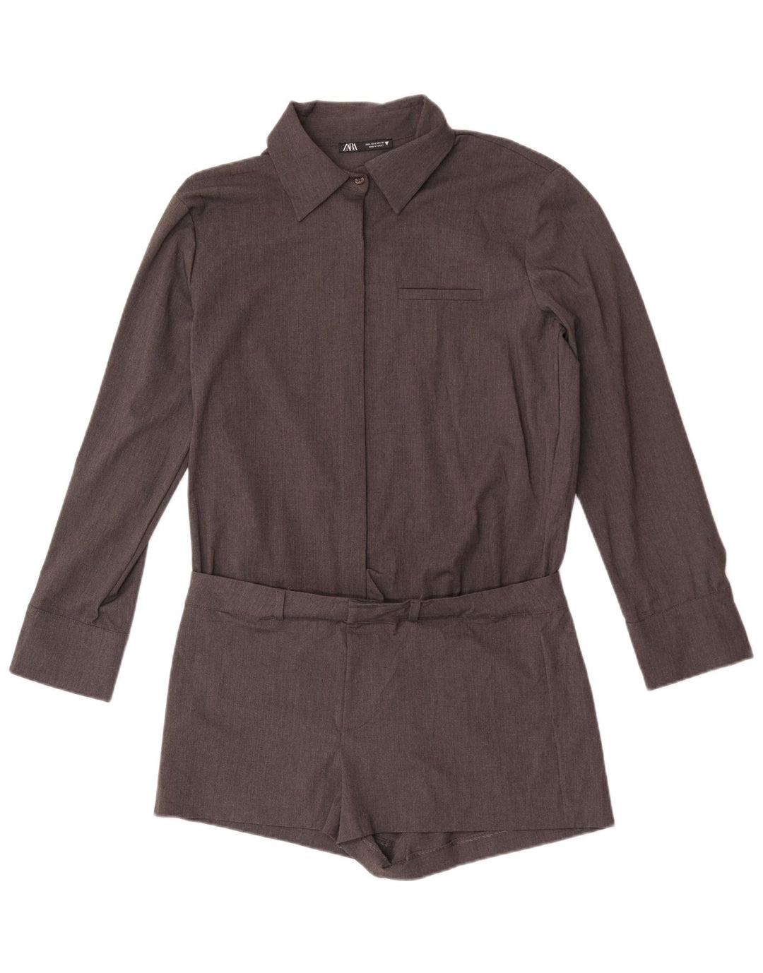 Tuta corta da donna Zara UK 16 grande poliestere grigio