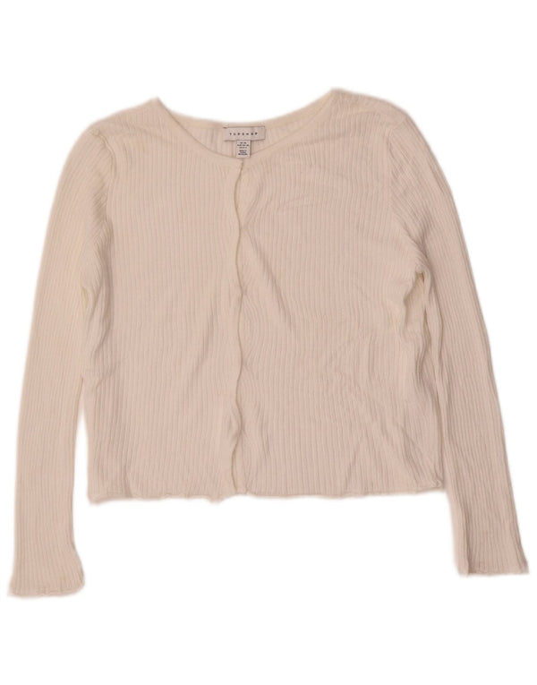 Maglione cardigan corto da donna Topshop UK 6 XS acrilico bianco