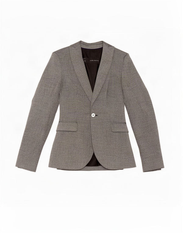 Giacca blazer a 1 bottone da donna Zara UK 6 XS poliestere grigio