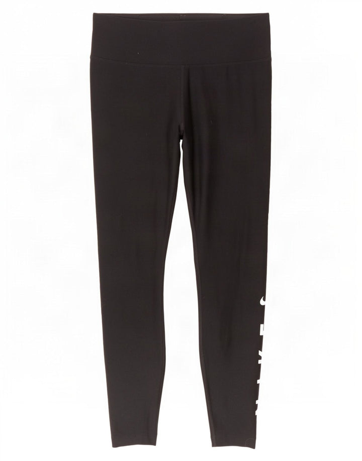 Leggings grafici Nike Dri Fit da donna UK 14 poliestere nero medio