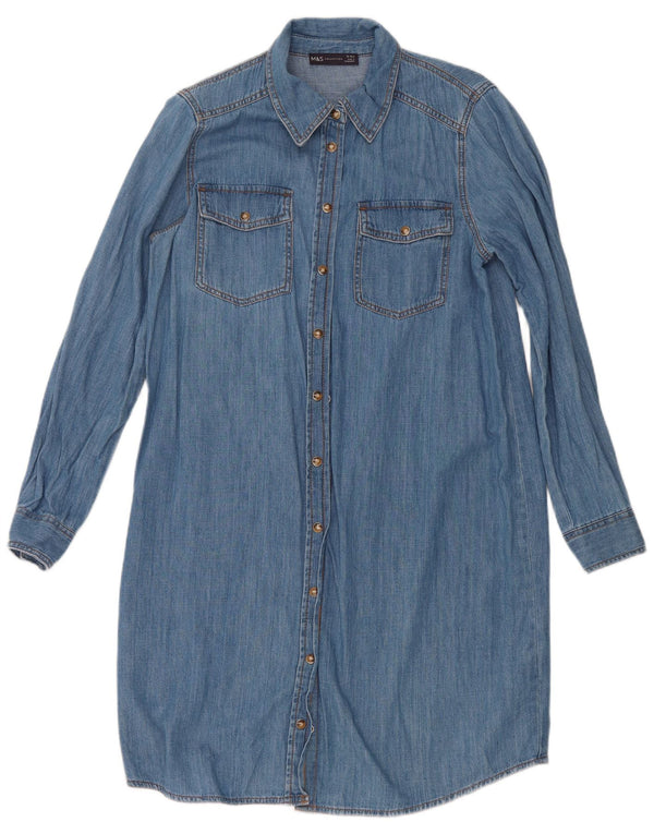 Abito camicia di jeans da donna Marks & Spencer UK 12 Cotone blu medio