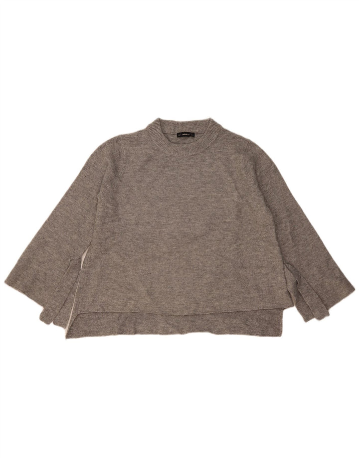 Maglione maglione girocollo oversize da donna Zara UK 14 Grigio medio screziato