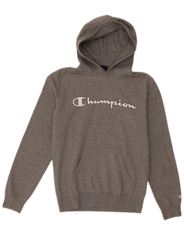 Maglione con cappuccio grafico da uomo Champion piccolo cotone chiazzato grigio