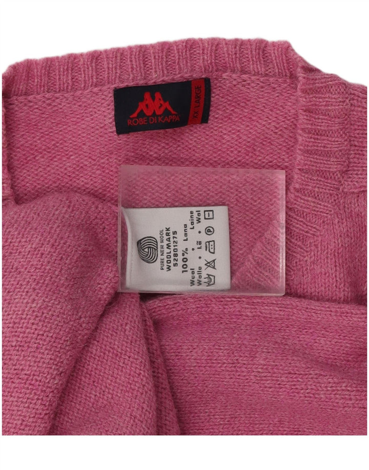 Maglione da uomo con scollo a V KAPPA 2XL Lana rosa