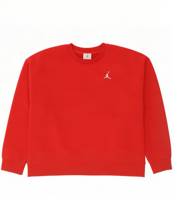 Jordan Womens Loose Fit Sweatshirt Jumper UK 10 Small Red Cotton