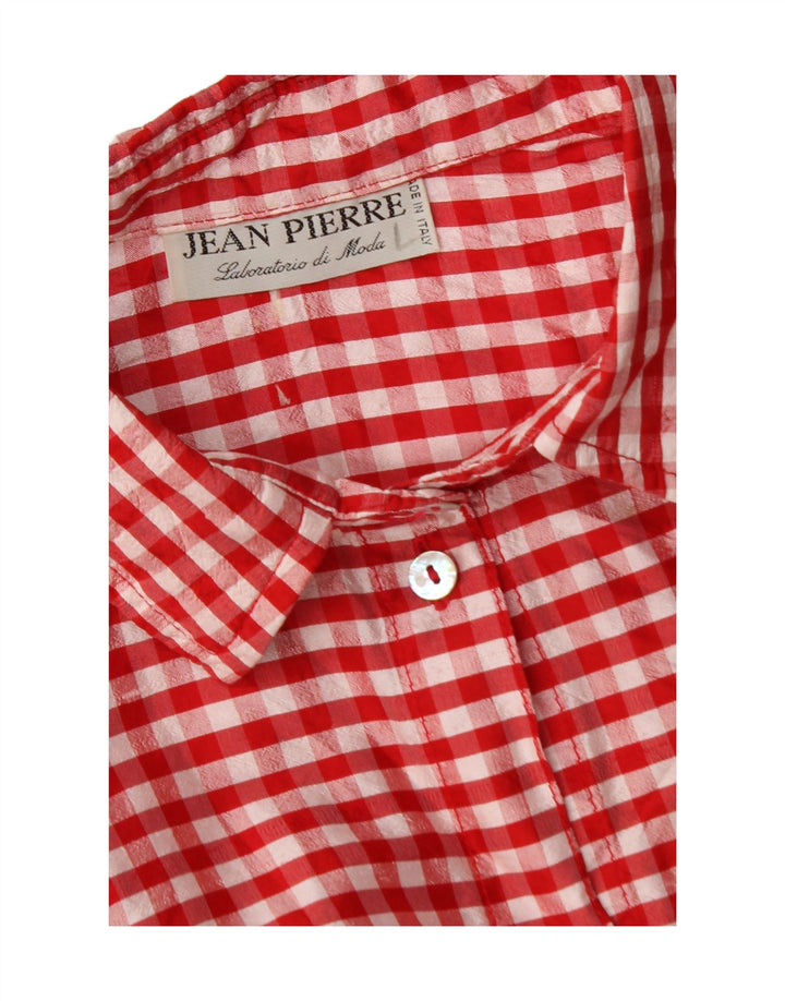 JEAN PIERRE Womens Shirt UK 14 Medium Red Gingham Vintage Jean Pierre and Second-Hand Jean Pierre from Messina Hembry 
