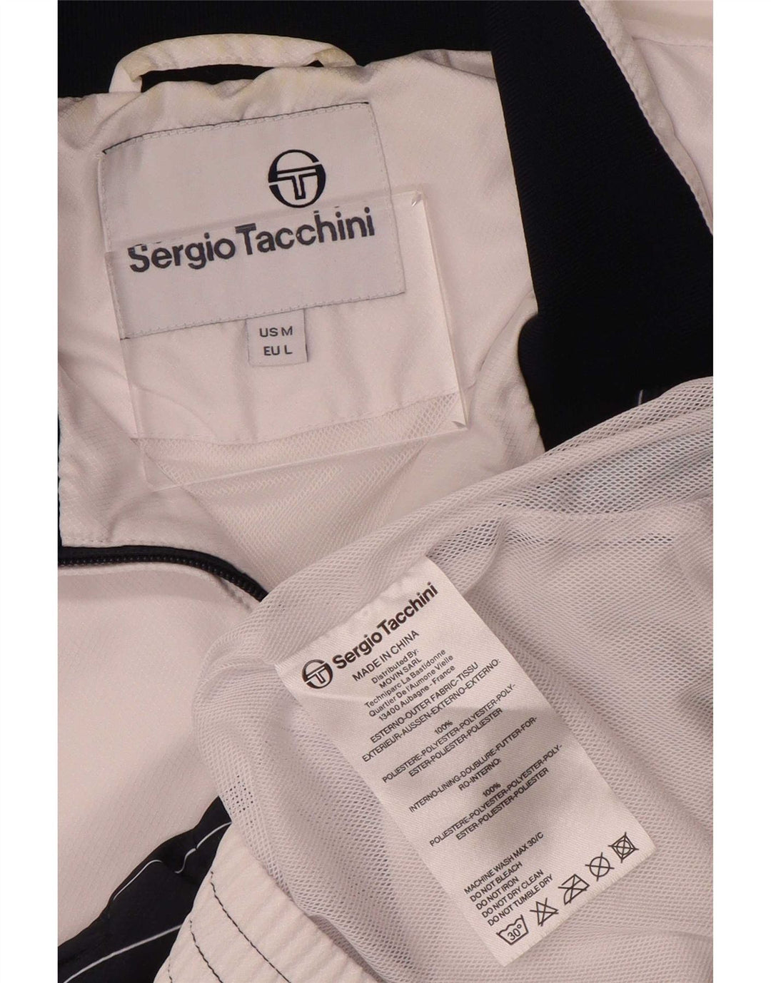 Giacca da tuta da uomo Sergio Tacchini color block bianco medio