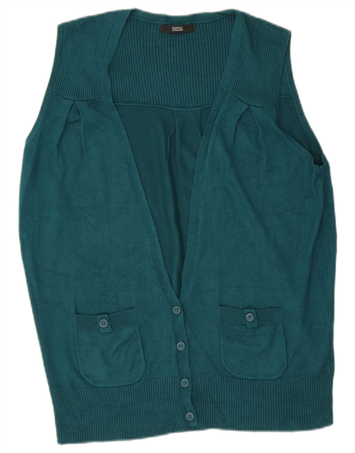Maglione cardigan senza maniche da donna Marks & Spencer UK 12 Verde medio