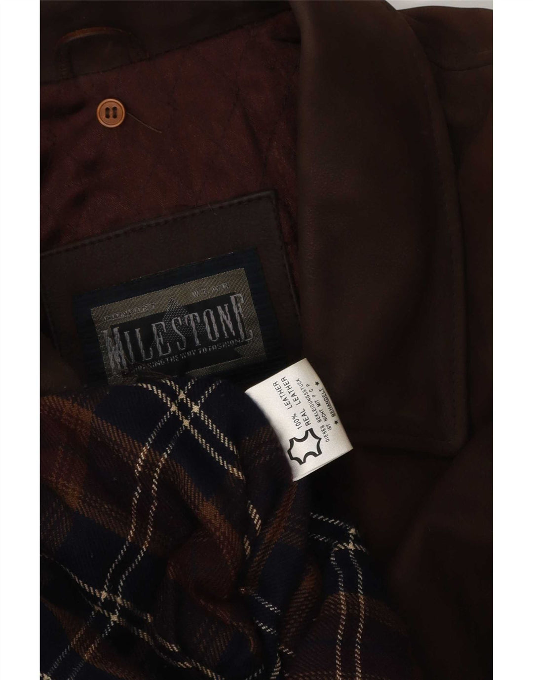 Giacca in pelle da uomo Milestone UK 40 grande marrone