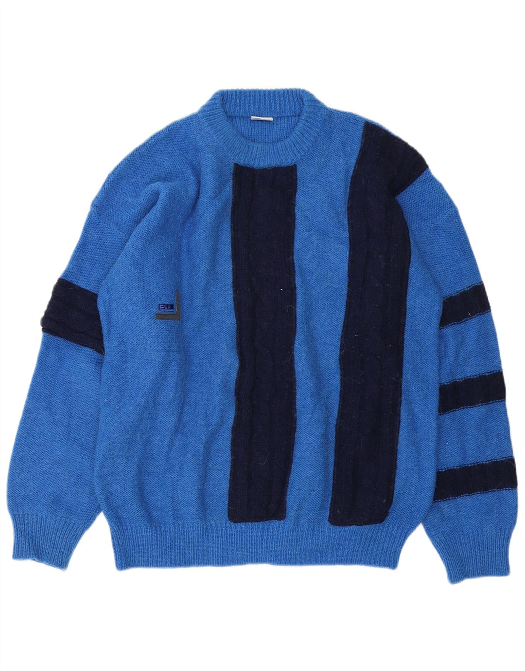 Maglione girocollo da uomo vintage IT 52 Large Blue Colourblock