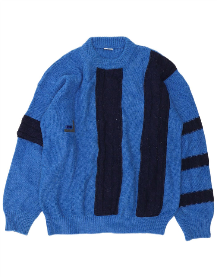 Maglione girocollo da uomo vintage IT 52 Large Blue Colourblock