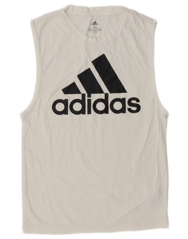 Canotta grafica da uomo Adidas XS in cotone bianco