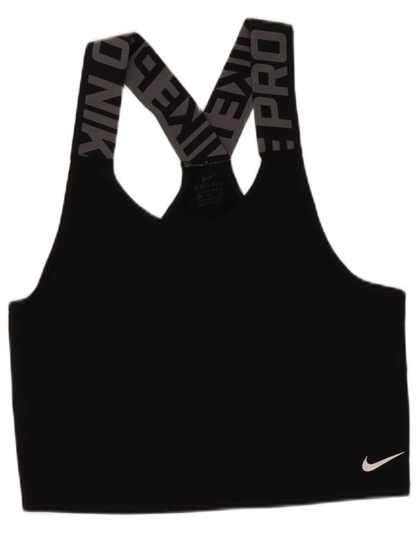 Canotta grafica Nike Dri Fit da donna con reggiseno sportivo UK 14 poliestere nero medio
