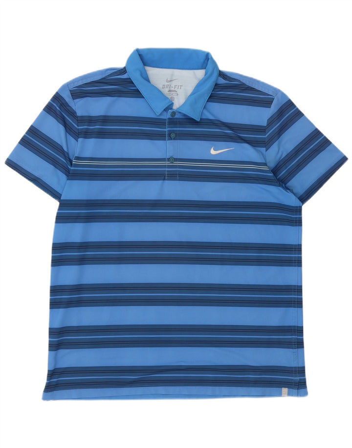 Polo Nike da uomo Dri Fit grande in poliestere a righe blu