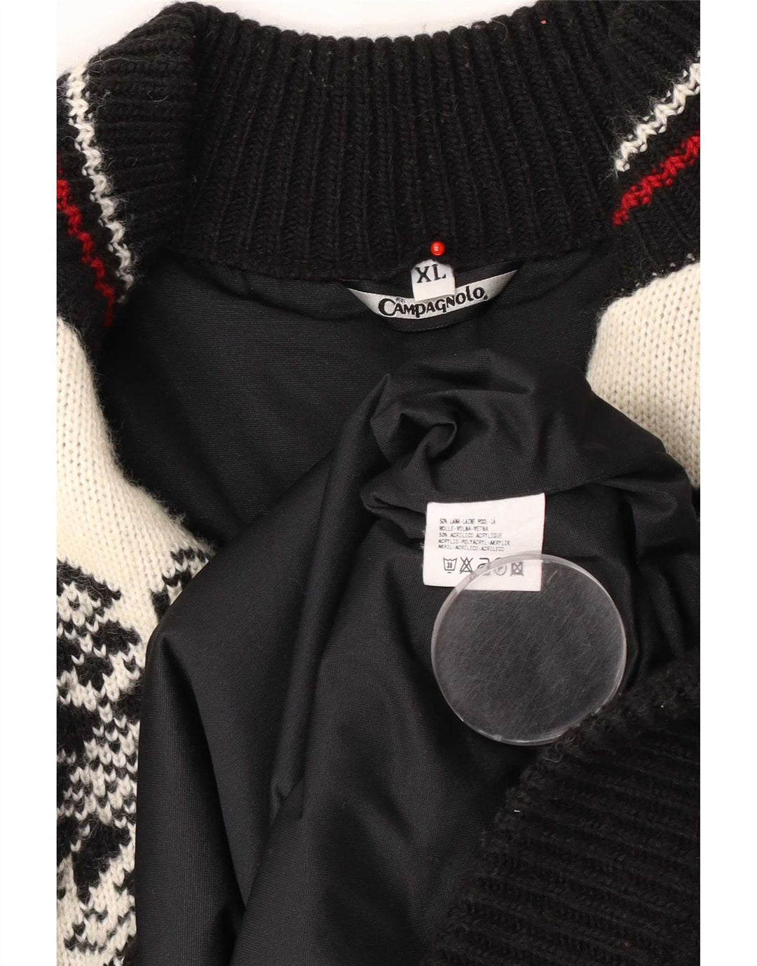 Maglione da uomo Campagnolo con zip e collo XL in lana Fair Isle multicolore