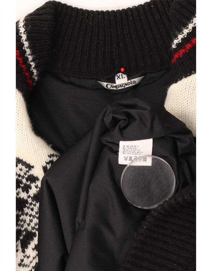 Maglione da uomo Campagnolo con zip e collo XL in lana Fair Isle multicolore
