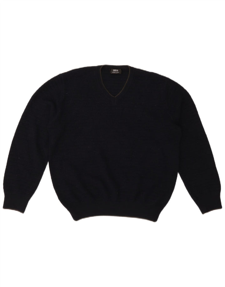 Maglione da uomo con scollo a V Marks & Spencer grande in acrilico blu navy