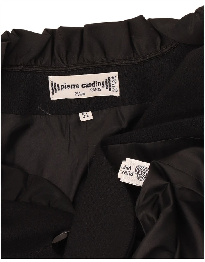 Giacca blazer a 3 bottoni da donna Pierre Cardin IT 51 XL lana vergine nera