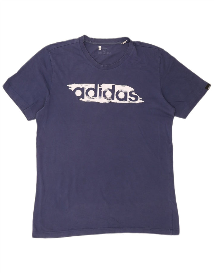 T-shirt grafica da uomo Adidas Top in cotone blu navy medio