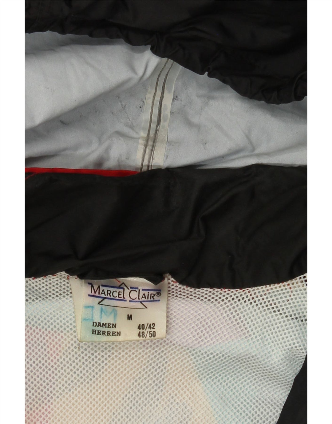 MARCEL CLAIR Giacca antipioggia da uomo con vestibilità ampia e cappuccio UK 38 media nera