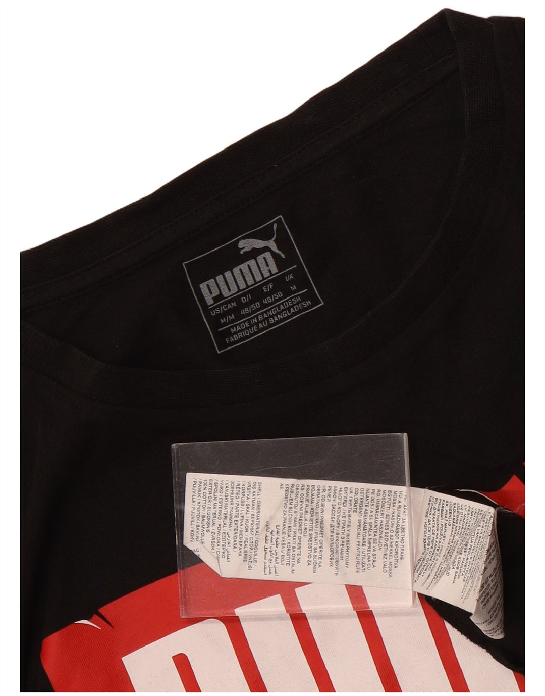 T-shirt grafica da uomo Puma Top in cotone nero medio