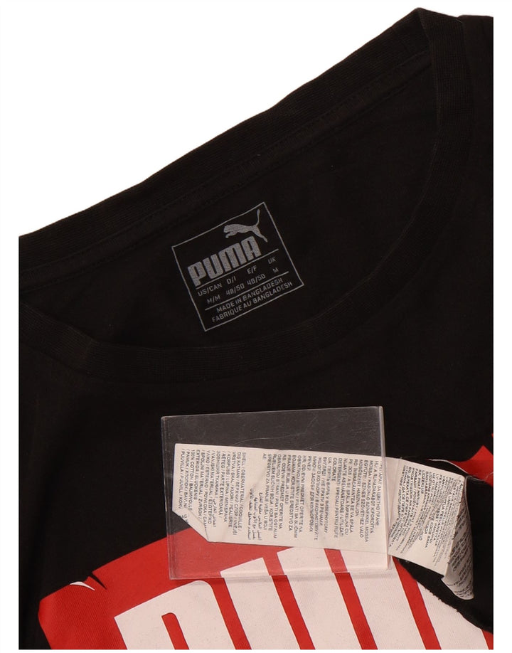 T-shirt grafica da uomo Puma Top in cotone nero medio