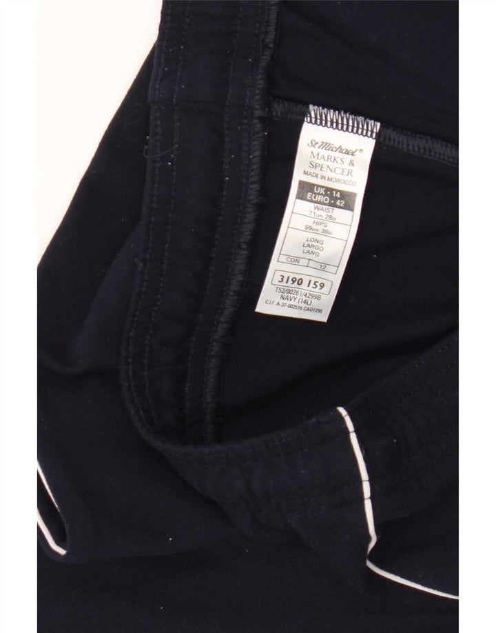 Pantaloni da tuta da donna Marks & Spencer UK 14 Large Blu Navy Poliammide