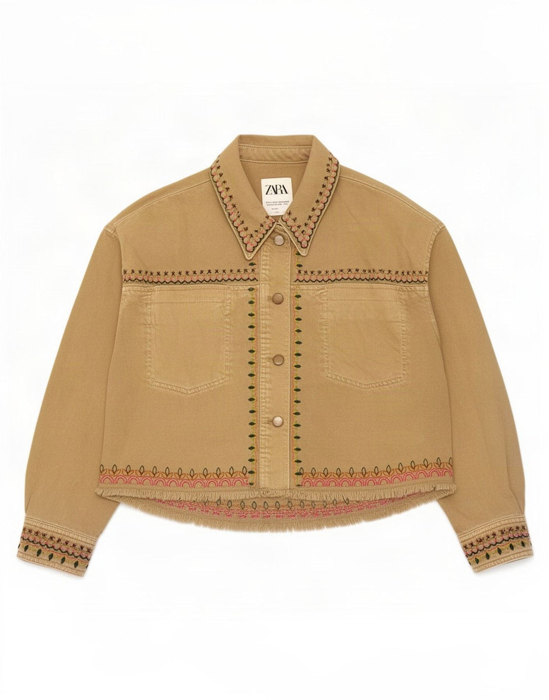 Giubbotto bomber oversize da donna Zara UK 10 piccolo cotone geometrico beige