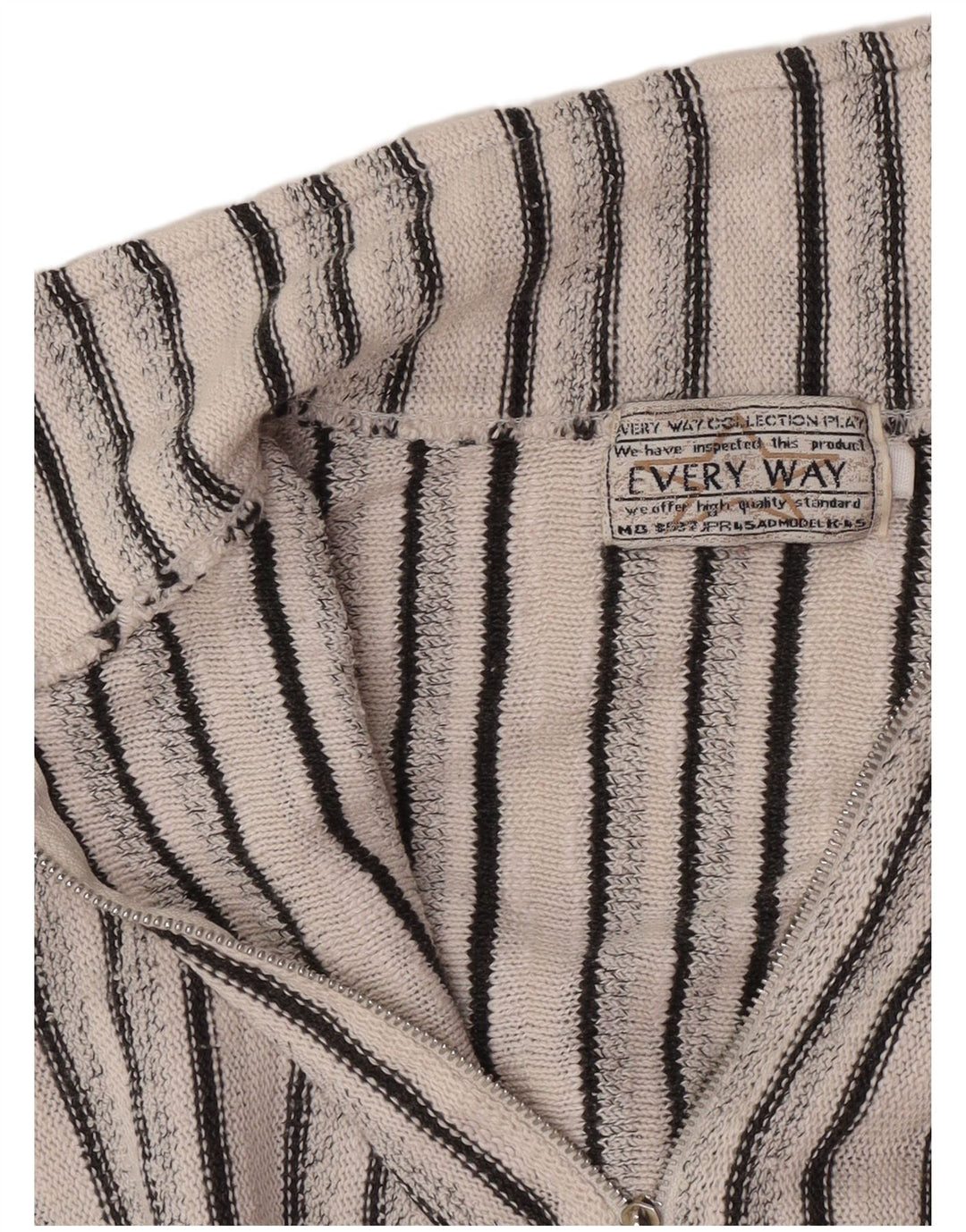 Maglione vintage da uomo con collo alto a righe bianche medie