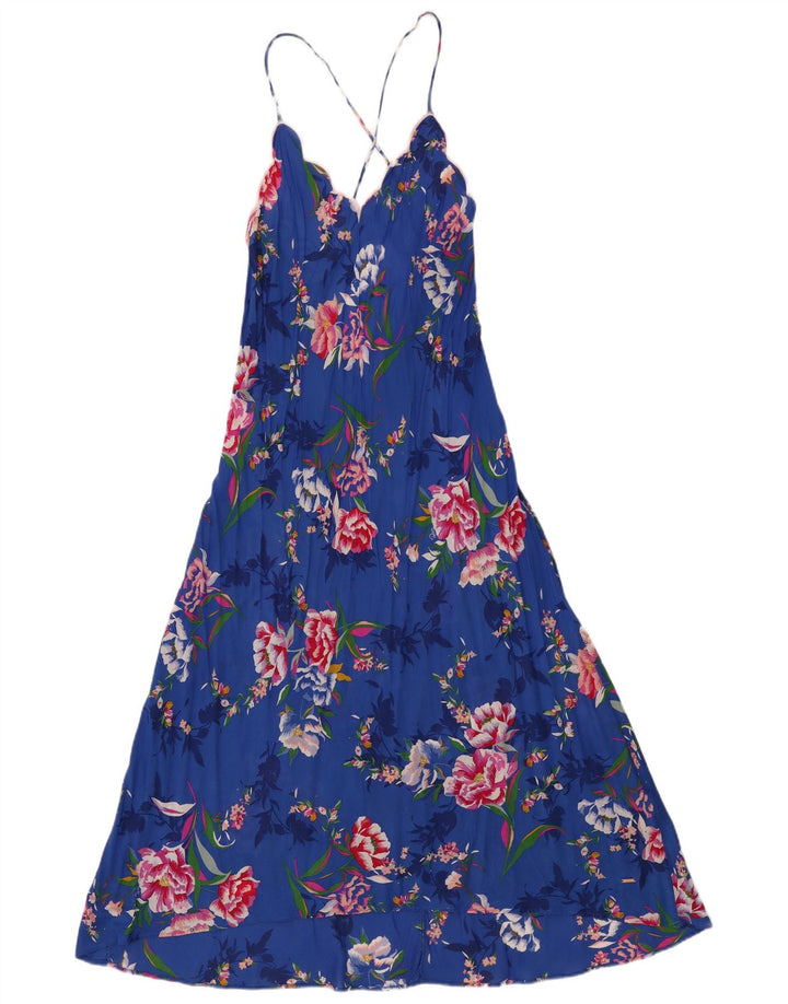 Marks & Spencer prendisole autografo da donna UK 12 blu medio floreale