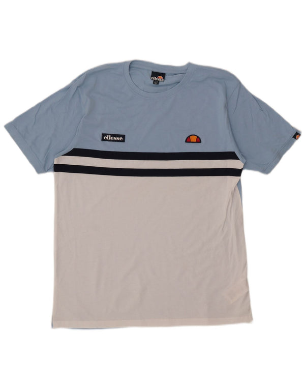 T-shirt da uomo Ellesse Top XL in cotone color block blu